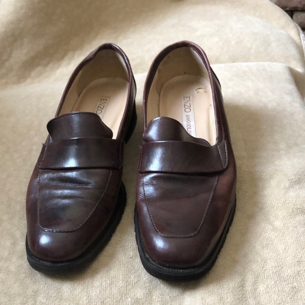 Brown leather ENZO Angiolini women’s loafers, size 8 1/2 N,